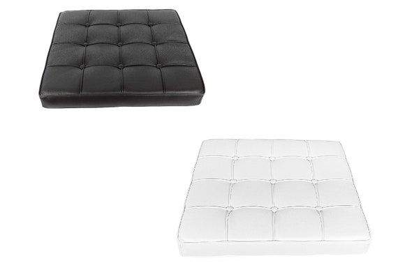 Black/White Genuine Leather/Match Replacement Cushions for