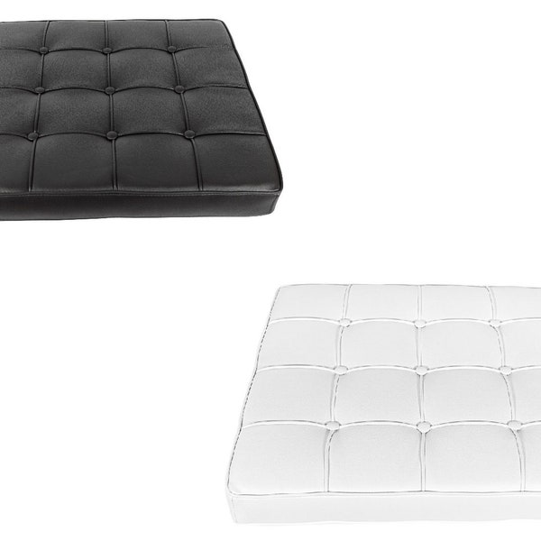 Black or White Genuine Italian Leather/Match Replacement Cushion for One Pavilion Style Ottoman Frame