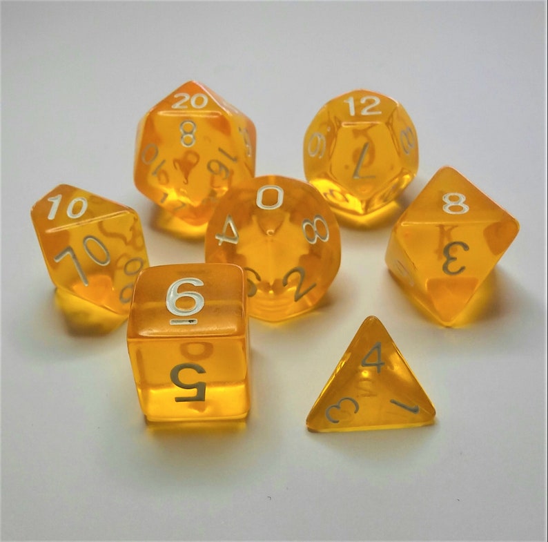 Crystal Yellow Dice Set Dungeons and Dragons DND 5E D&D Etsy