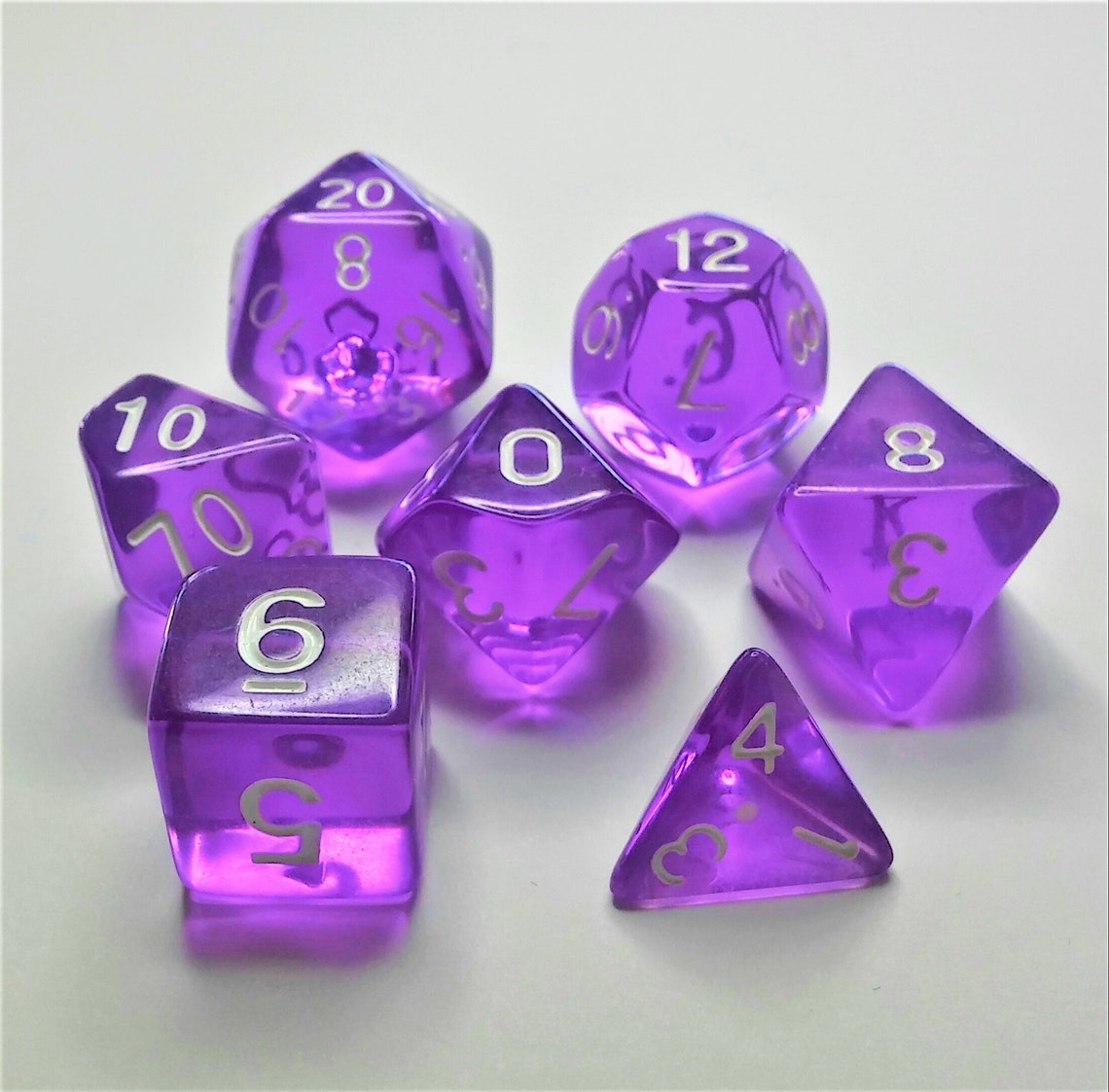 Crystal Purple Dungeons and Dragons Dice Set DND Dice box set Etsy