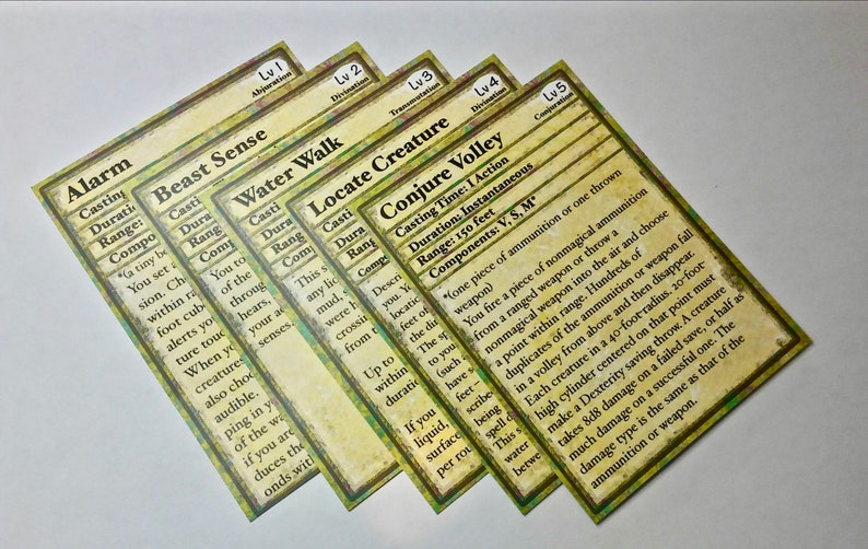 Ranger Spell Cards Dungeons and Dragons DND Spell Card deck | Etsy