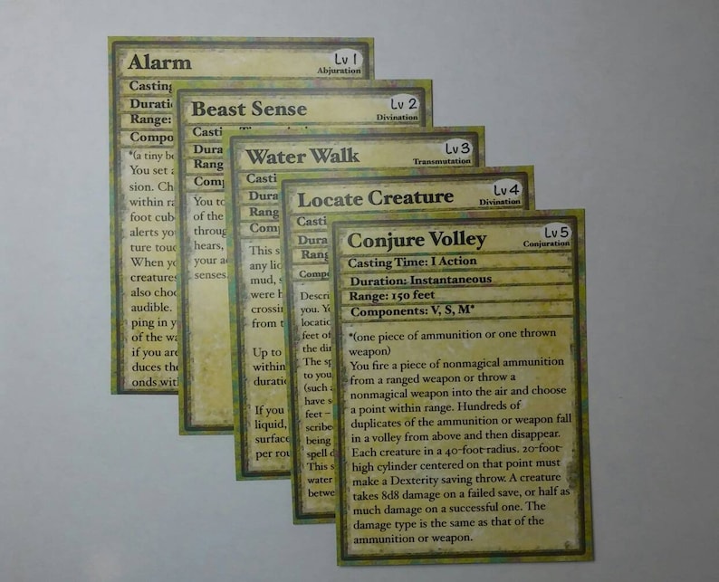 Dnd 5e spell cards ranger download dungeons and dragons 5th etsy