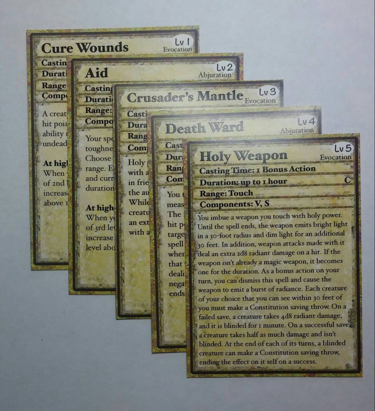 DND 5E Spell Cards Paladin Download Dungeons and Dragons 5th Etsy