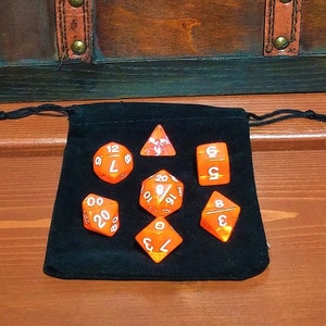 Crystal Orange Dice Set Dungeons and Dragons DND 5E D&D Polyhedral Dice Pathfinder RPG role playing game tabletop game Cthulhu dice box set