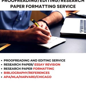 Correzione di bozze e editing, revisione di documenti di ricerca, formattazione di documenti di ricerca,