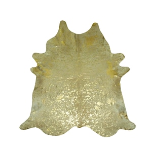 Gold on White Metallic Brazilian Cowhide ≈ 7&#39;x8&#39;