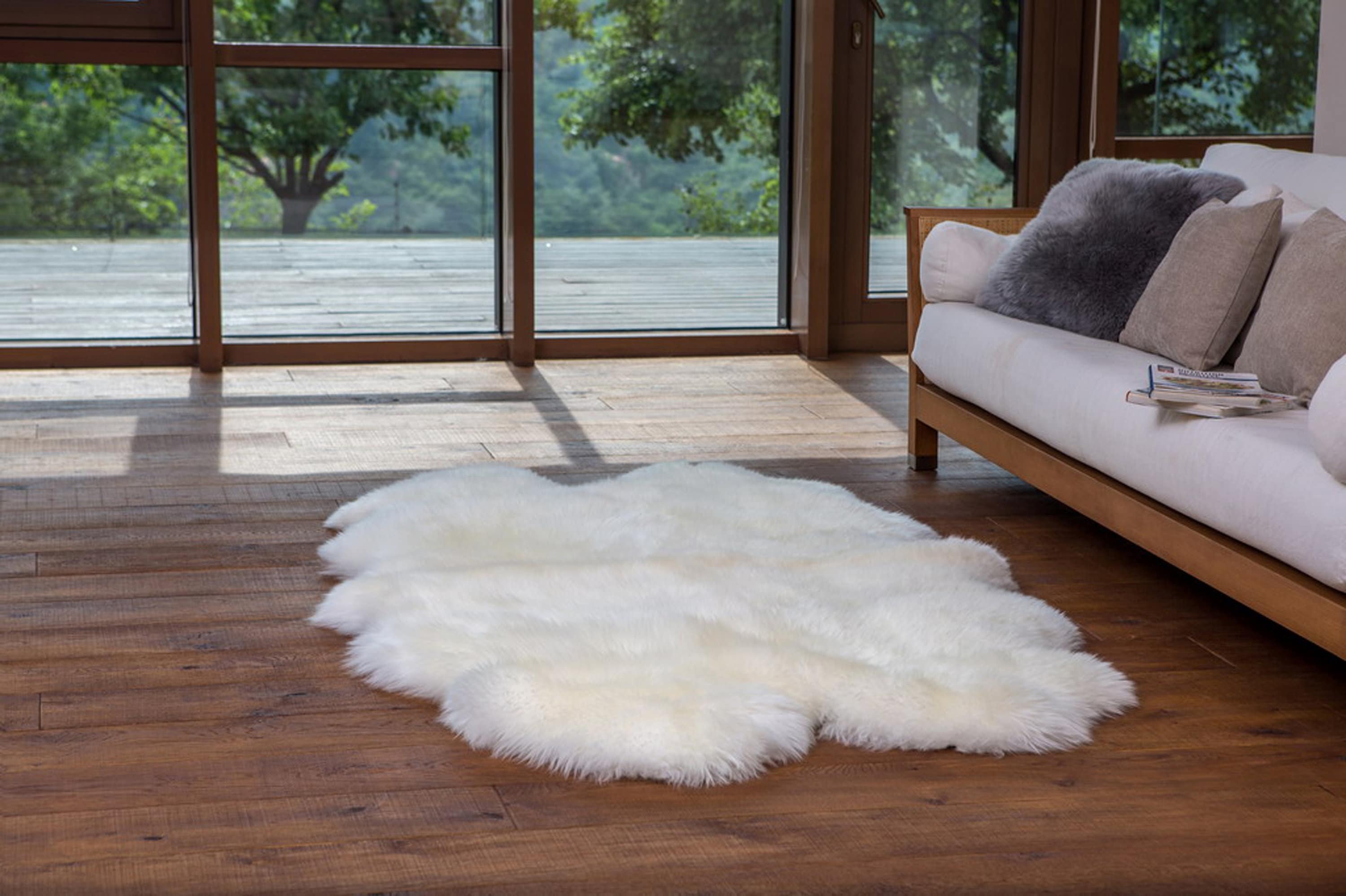 Circle Rug White and Grey Tips Small Round Rugs 3ft Area Rug Faux Sheepskin  Fur Rug Washable Fluffy Rug Fuzzy Throw Rug for Living Room Bedroom Cute