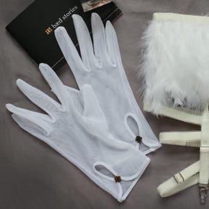 Accesorios BDSM Guantes de malla Accesorios de malla transparente para ella Guantes con escudo Guantes de lencería de malla Accesorios transparentes para juegos de rol imagen 1