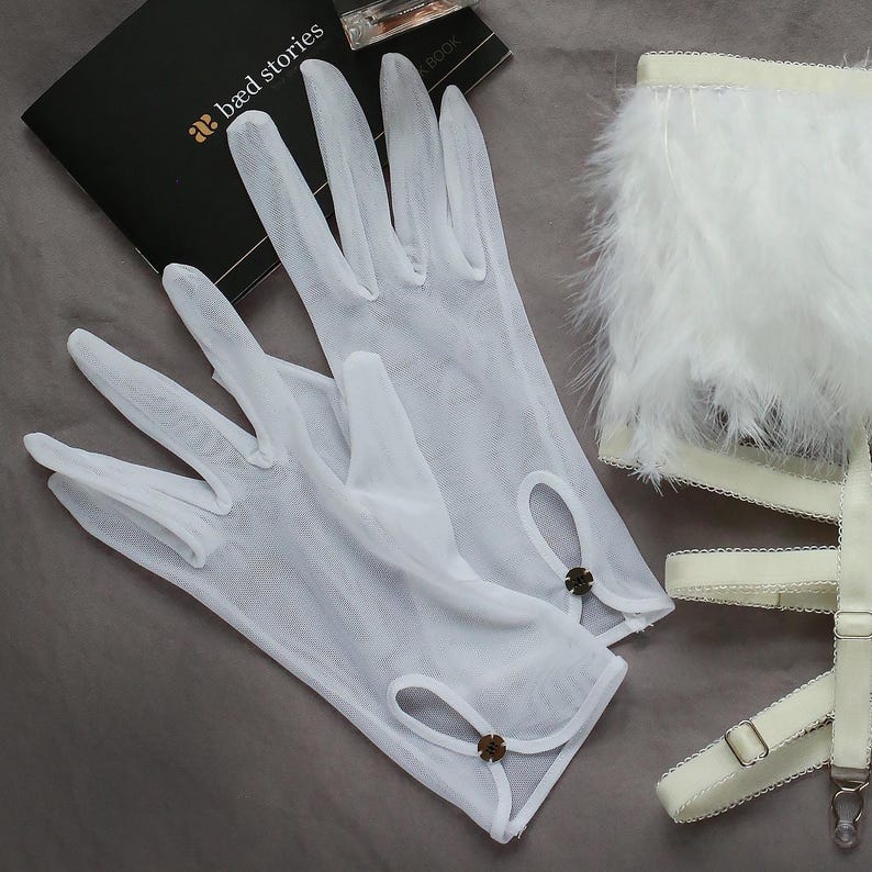 Accesorios BDSM Guantes de malla Accesorios de malla transparente para ella Guantes con escudo Guantes de lencería de malla Accesorios transparentes para juegos de rol imagen 1