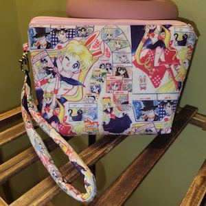 Sailor Guardian Makeup Bag w/ Wristlet | Moon Girl Bag | Kawaii Anime Accessory Organizer | Magical Girl Gift|