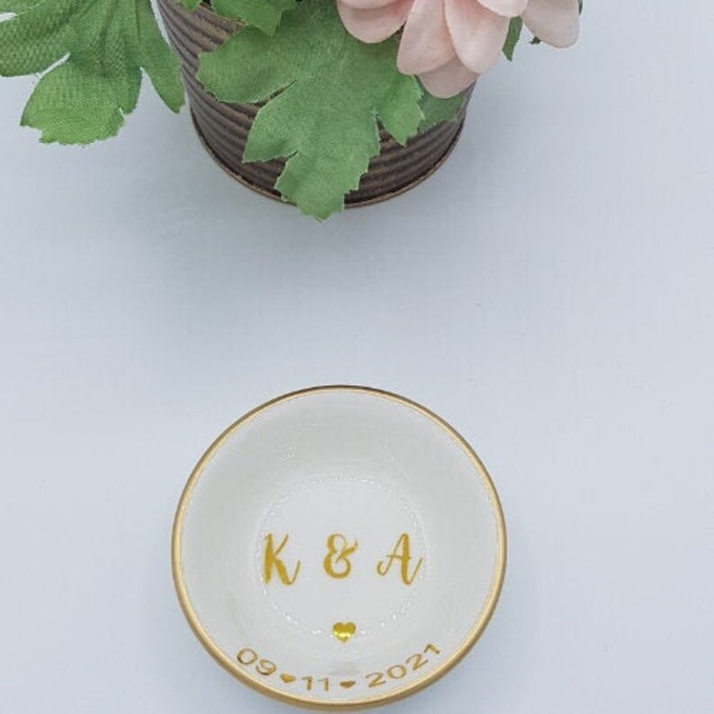 Engagement Gift-Bridal Shower Gift-Mrs Ring Dish Gift for Bride Ring Dish with initials-Wedding Gift-Ring Dish with words Made to Order