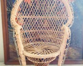 Vintage Wicker Peacock Chair Plant Stand