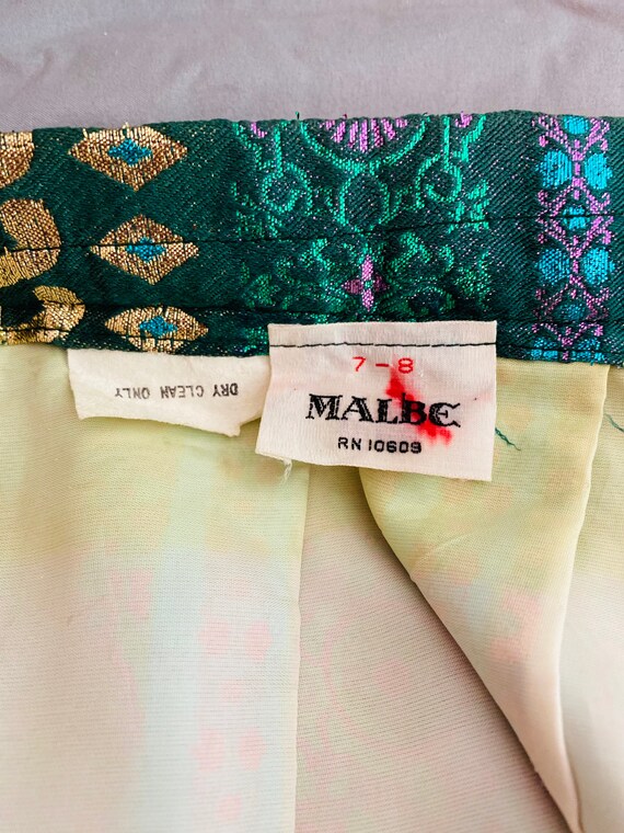 Vintage Malbe Skirt, 1960’s Full Length Metallic … - image 7