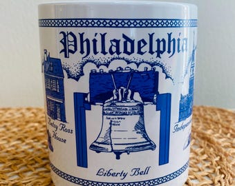 Vintage Philadelphia Mug, Souvenir Coffee Mug, Philadelphia Historical Souvenir Mug