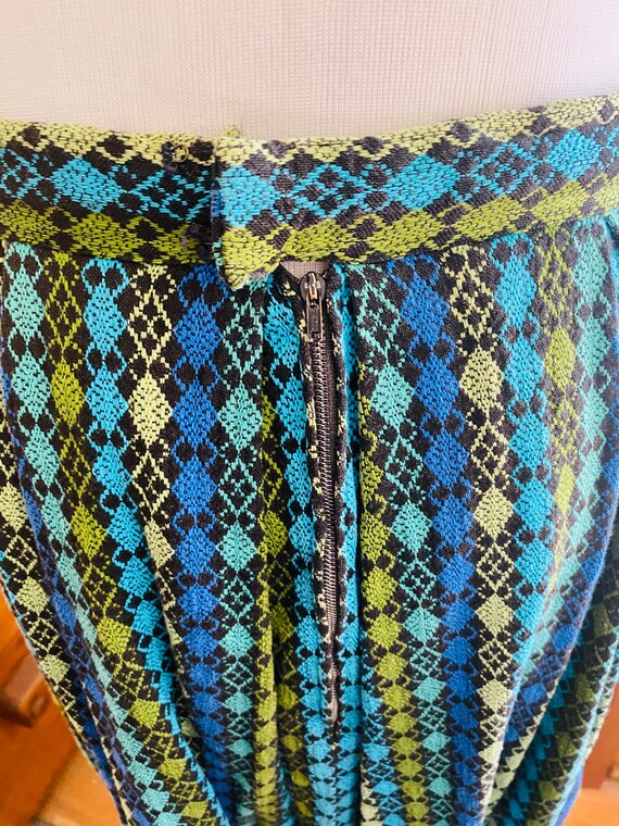 Vintage Boho Skirt, Abstract Handmade Pleated Ski… - image 6