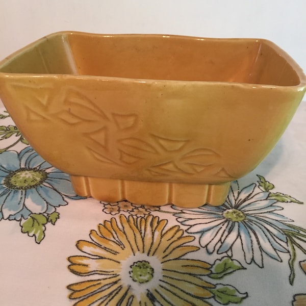 USA Pottery, Vintage Planter, Asian Inpired Design, Marigold Yellow