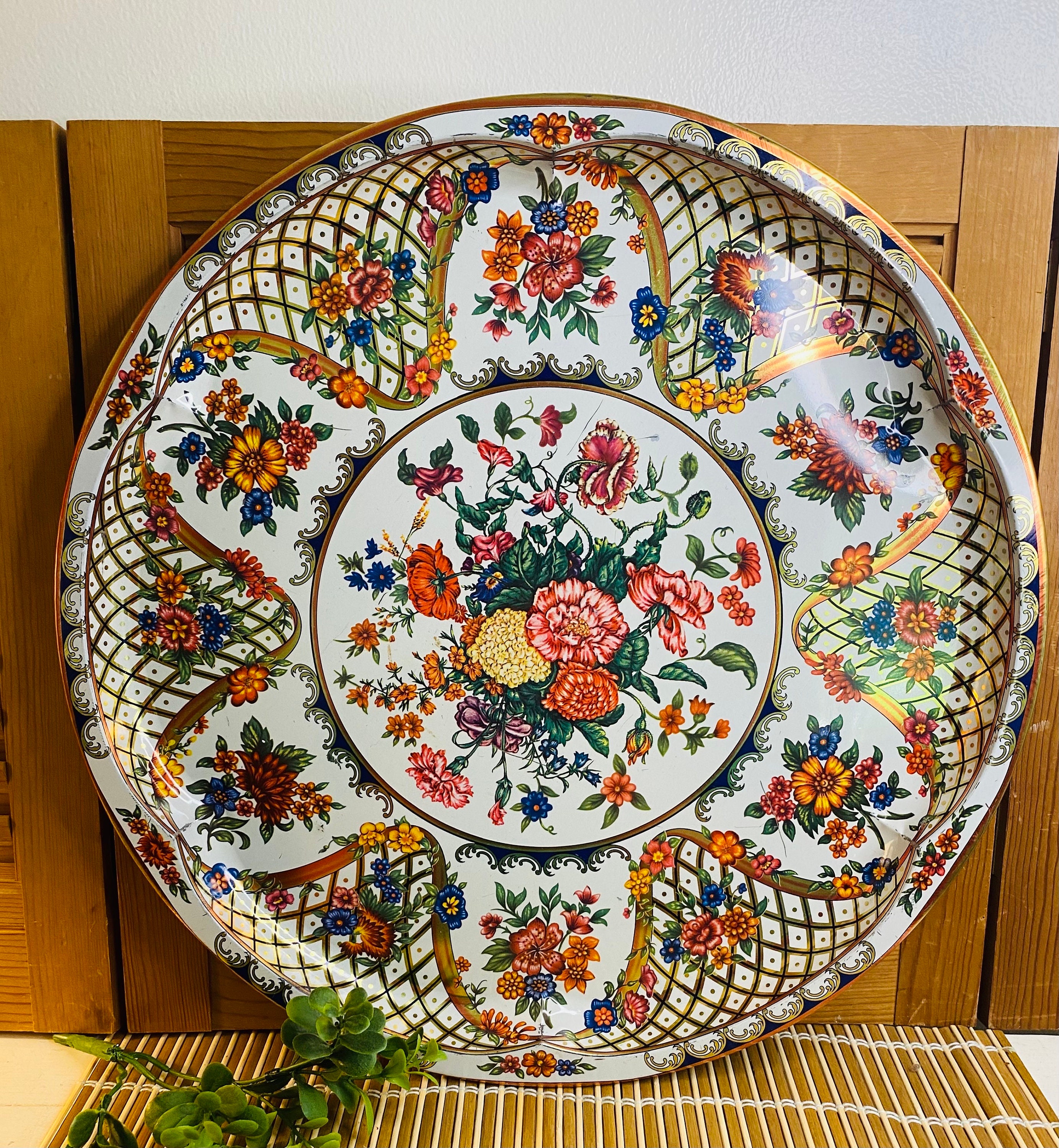 Vintage Daher Tray, Large, Metal, Floral, Made in England - Etsy