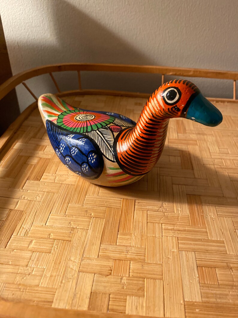 Hand Painted Vintage Folk Art Ceramic Duck