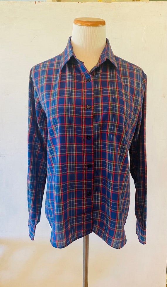 Vintage Plaid Western Shirt, 1970’s JC Penney, Siz