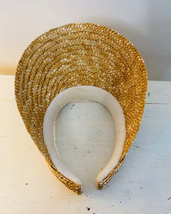 Vintage Sun Visor, 60s Straw Beach Hat, Festival … - image 7