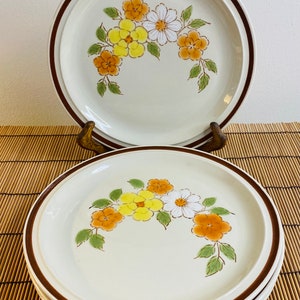 Vintage  Stoneware, Hand Painted Flower Garden  Collection, Interpur Japan,  Bread/Dessert Plates, Four