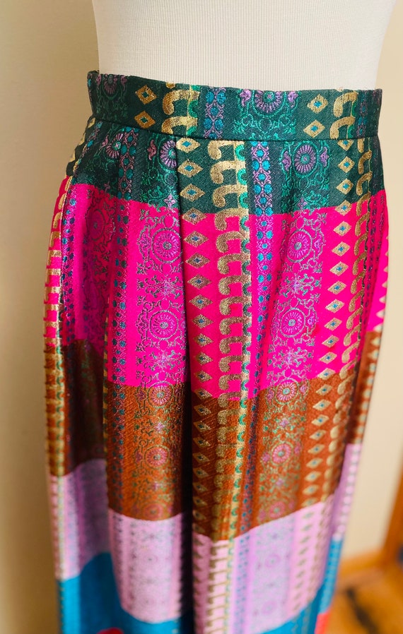 Vintage Malbe Skirt, 1960’s Full Length Metallic … - image 5