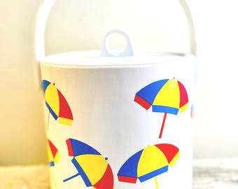 Vintage Ice Bucket, Beach Umbrellas, Giraffe Brand