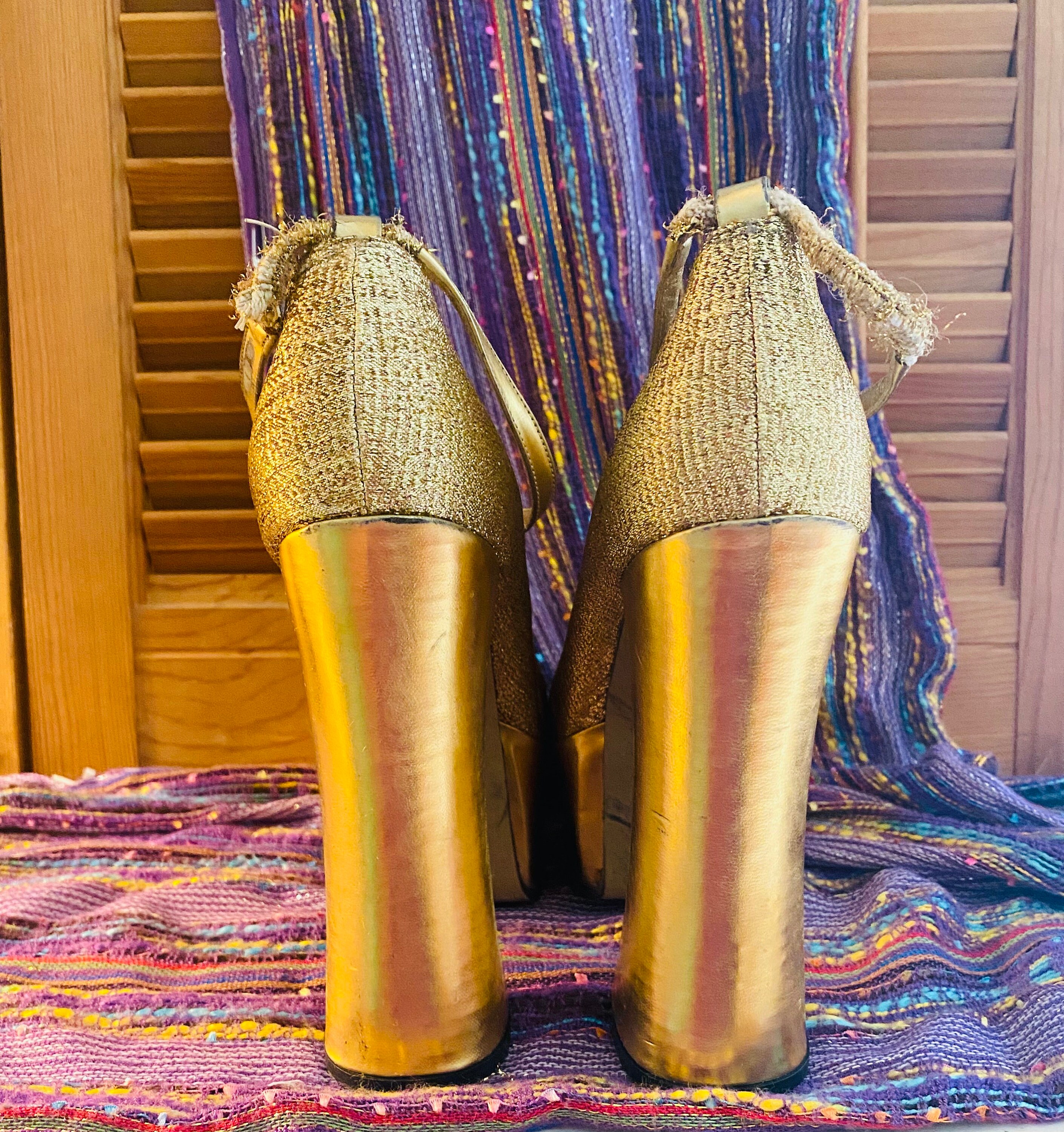 70’s Goldsish Platform Shoes Glamrock 1970s Platform Shoes in Gold and Silver for Men main image 3
