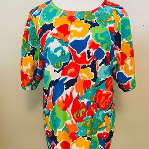 Vintage 1980’s Abstract Polyester Blouse, Nicola, Made in Korea