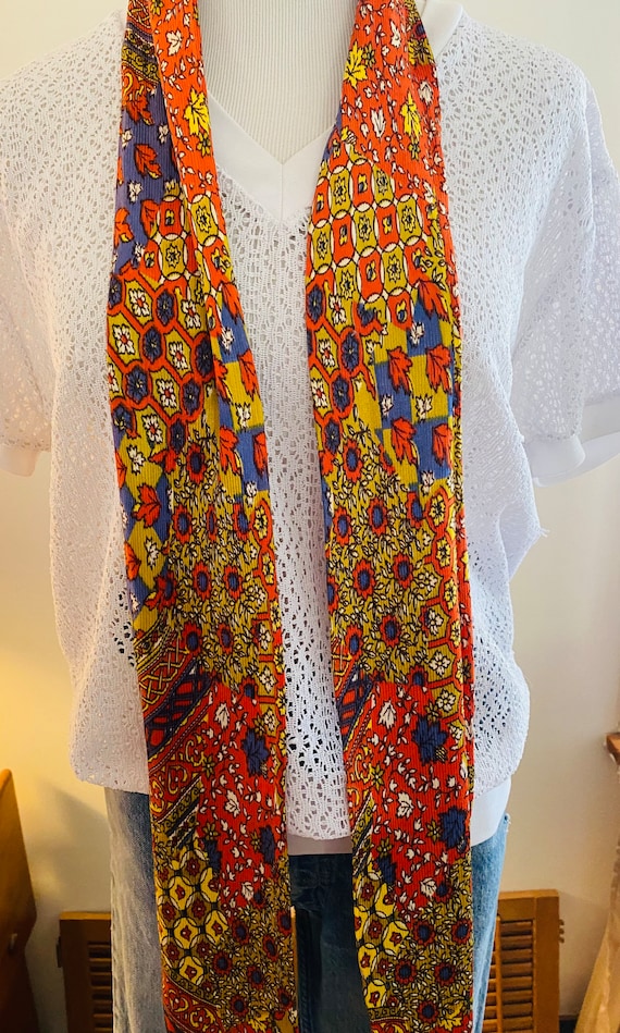 Vintage 1970’s Silky Scarf, Hippie Scarf, Abstrac… - image 9