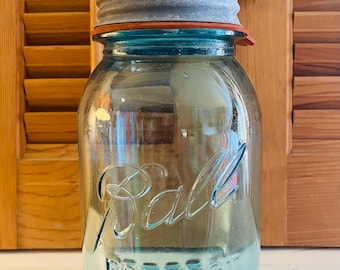 Vintage Ball Blue Perfect Mason Jar with Zinc Lid