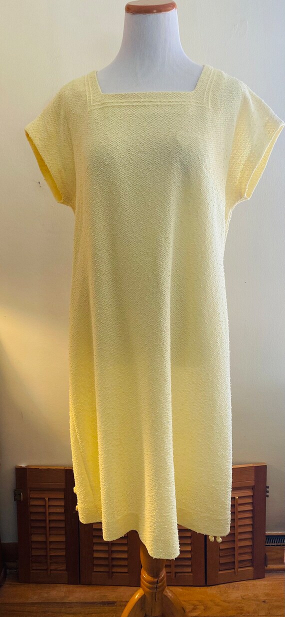 Vintage Spring Dress, Yellow, Belted, Square Neck… - image 10