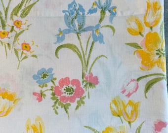 Vintage Sheet, Pastel Floral Flat, Double Size, Fashion Manor by JC Penney