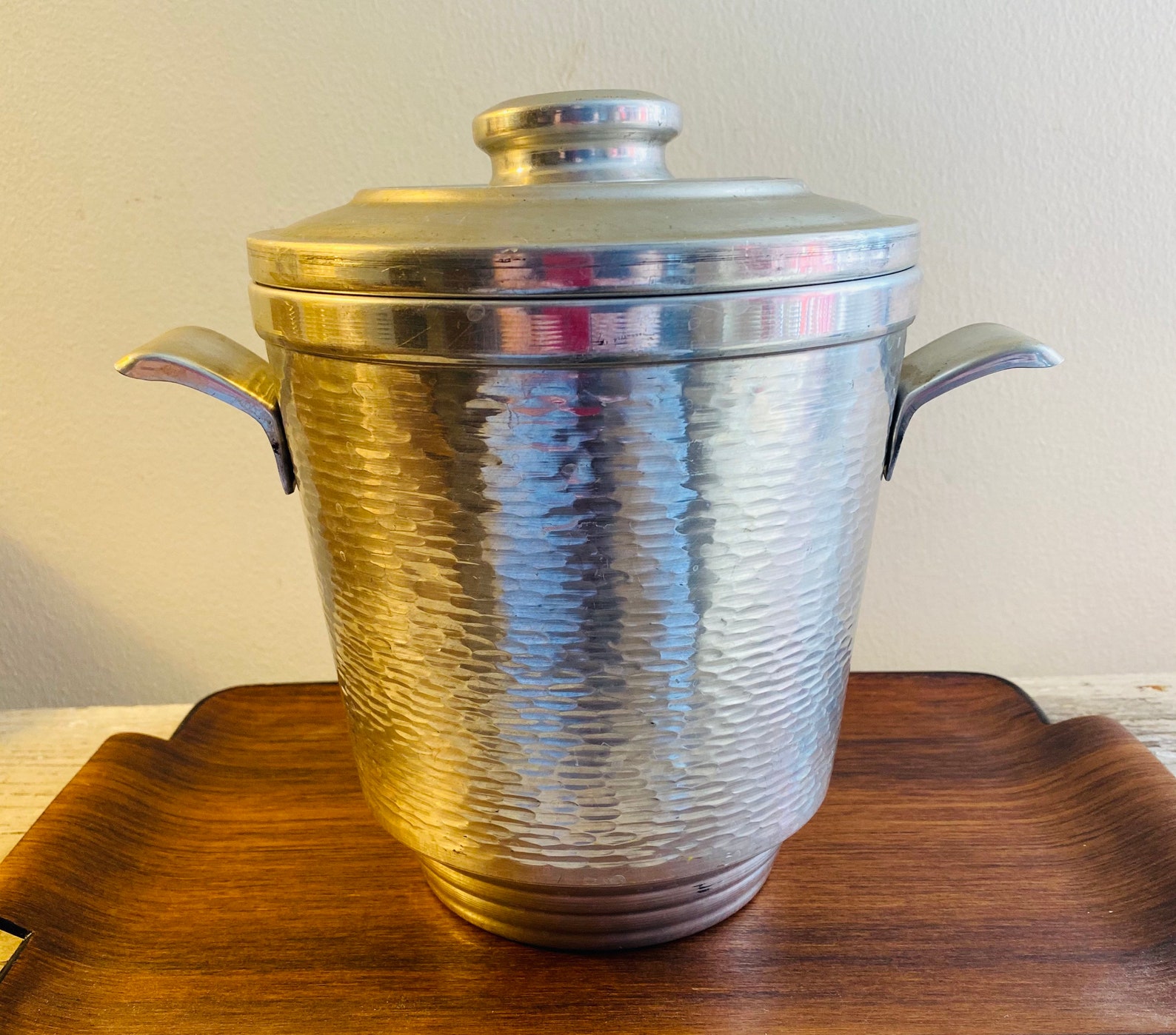 Vintage Ice Bucket Hammered Aluminum Nasco made in Italy Etsy