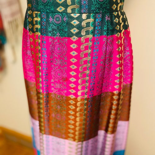 Vintage Malbe Skirt, 1960’s Full Length Metallic Brocade, shops Multicolored, Gypsy Skirt