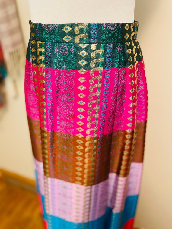 Vintage Malbe Skirt, 1960’s Full Length Metallic … - image 3