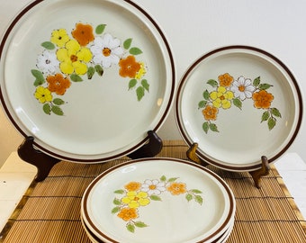 Vintage Stoneware, Hand Painted Flower Garden Collection, Dinner