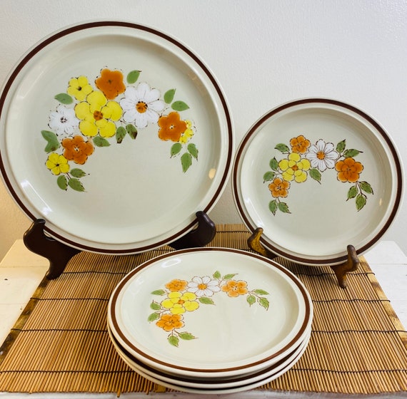 Vintage Stoneware, Hand Painted Flower Garden Collection, Dinner
