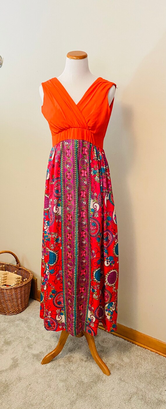 Vintage Maxi Dress, Psychedelic Jewel Tone Skirt,… - image 7