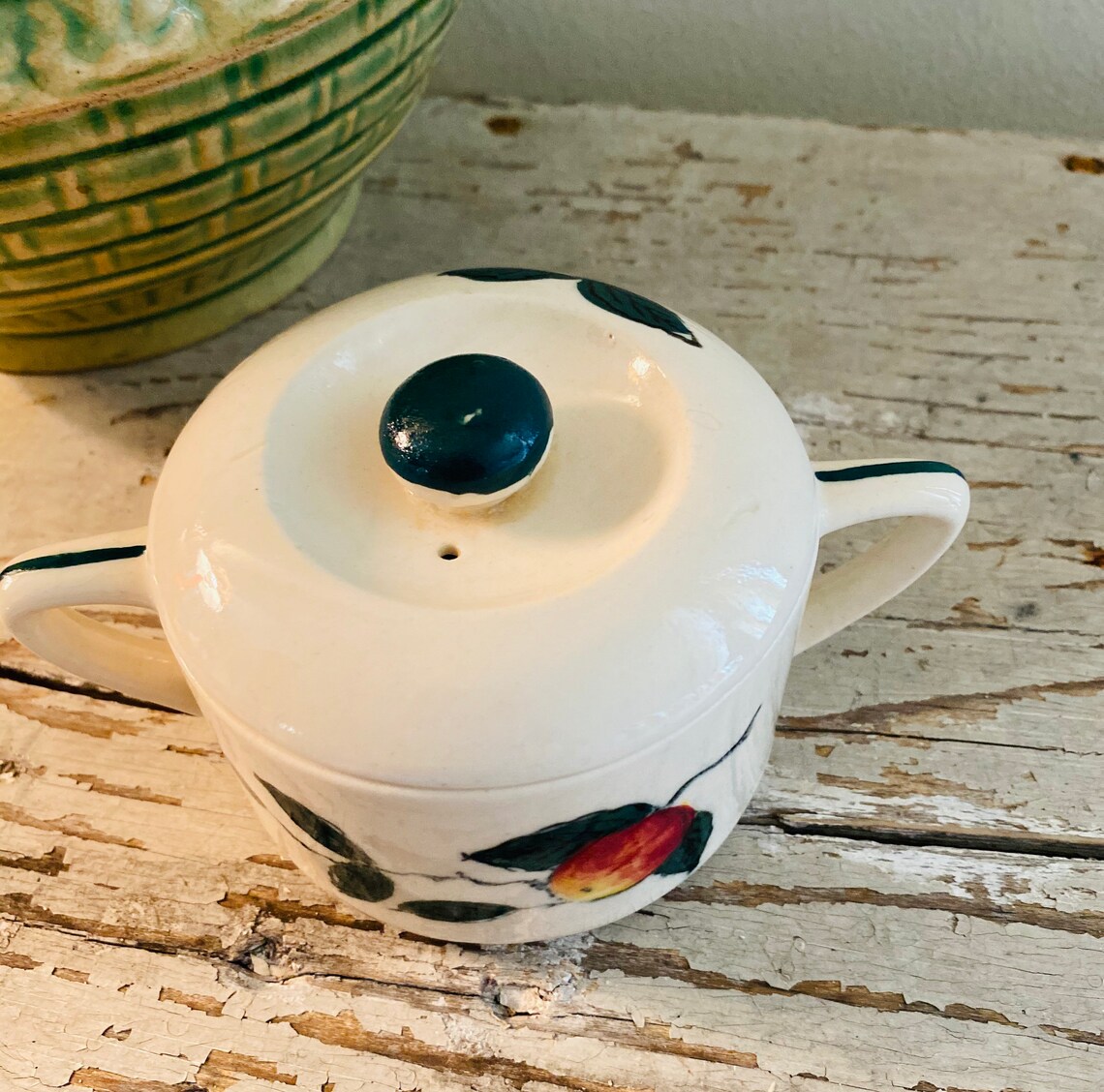 Vintage Sugar Bowl with Lid 1940s Farmhouse Apple Design Etsy