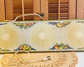 Vintage  Warm-O-Tray, Hot Plate/Food Warmer, Three Spot Electric Warming Tray, Fruit Design