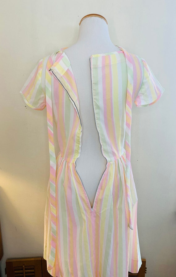 Vintage Party Dress, Striped Pastel, Handmade - image 9