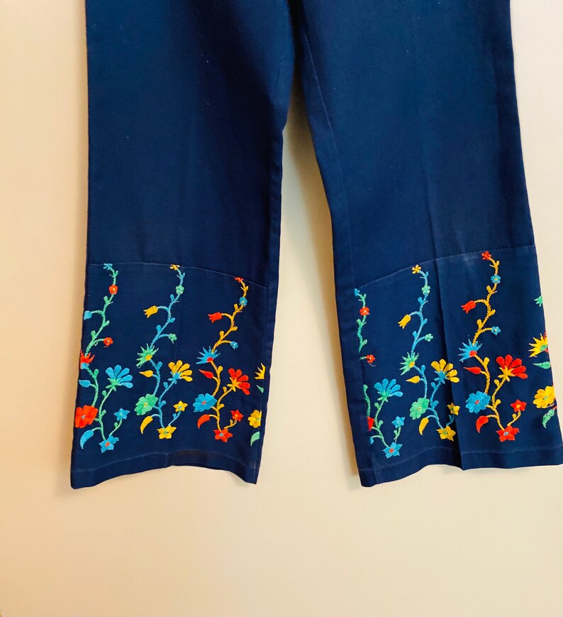 Vintage 1970s Girls Embroidered Bell Bottoms image 3