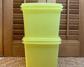 Vintage Tupperware Space Savers, Lemon Yellow Storage Containers