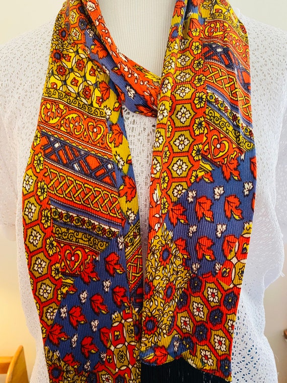 Vintage 1970’s Silky Scarf, Hippie Scarf, Abstrac… - image 3