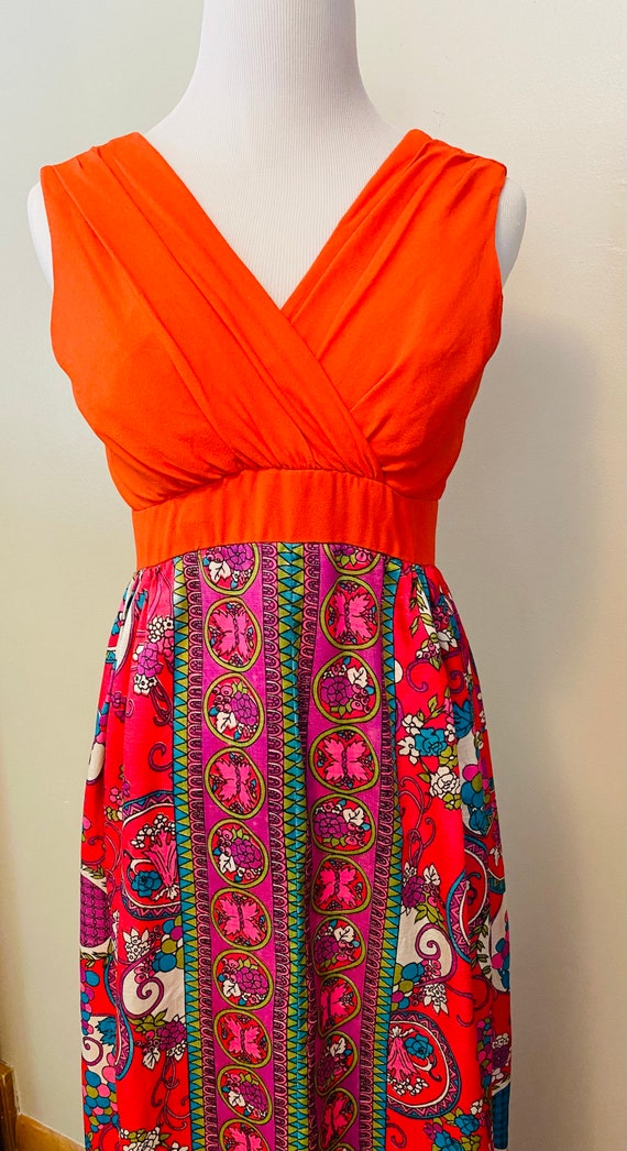 Vintage Maxi Dress, Psychedelic Jewel Tone Skirt,… - image 1