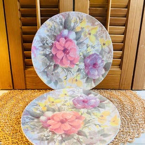 Vintage Melamine Dinner Plates, Floral Pattern, Set of Two, Texas Ware
