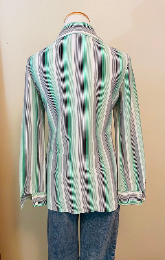 Vintage Blouse, Striped 70’s Wing Collar Women’s … - image 8