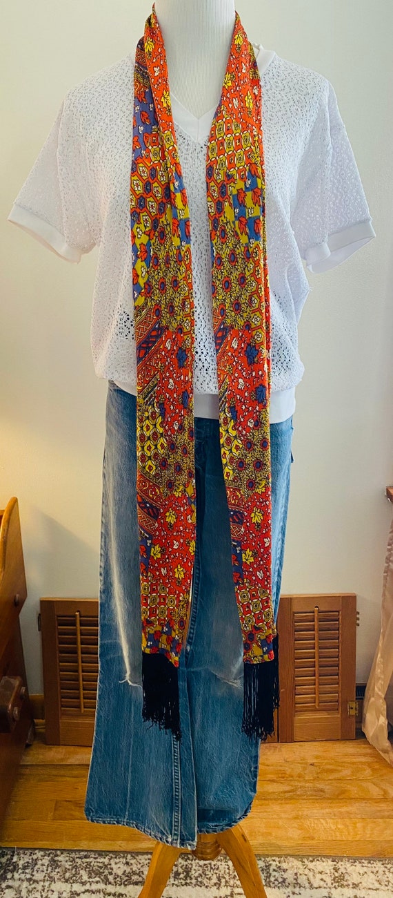Vintage 1970’s Silky Scarf, Hippie Scarf, Abstrac… - image 5