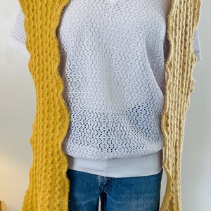 Vintage 1970’s Crocheted Scarf/Shawl, Woven Sash,Retro Gold with Metallic Thread